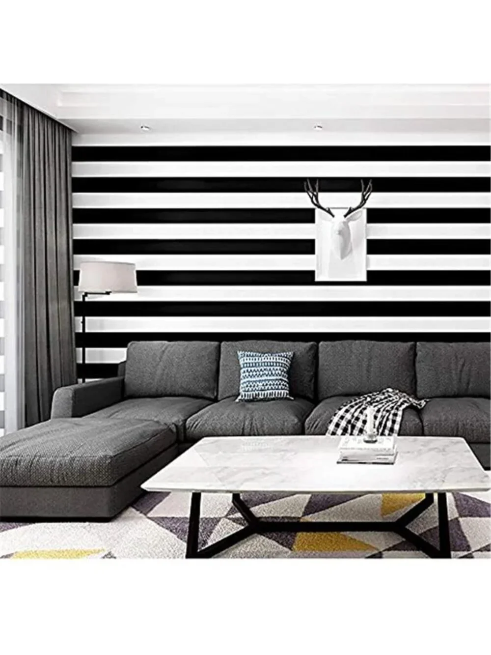 Peel And Stick Wallpaper Black White Striped Removable Contact Paper Waterproof